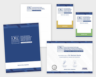  ORL (Instituto Otorrinolaringológico Arauz): diseño de carpeta, block, credenciales, programa, diplomas y post para redes sociales.