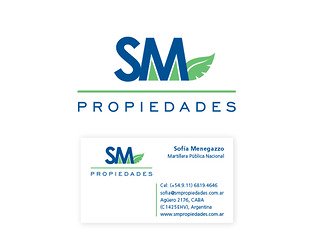 SM Propiedades: diseño de isologotipo, tarjetas y carteles.