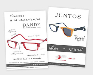  Dandy, el anteojo del imán: diseño de logotipo, folletos, avisos, afiches, POP, vidrieras, redes sociales y packaging.