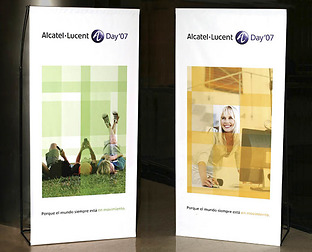  Alcatel-Lucent: diseño de invitación, cuaderno, stand, carteles y banners para el evento de Alcatel-Lucent Day