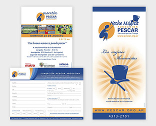  Fundación Pescar: diseño de folleto díptico, gráfica para diferentes eventos a beneficio y presentación.