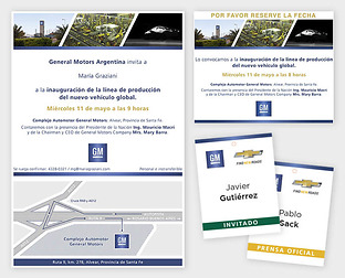  General Motors Argentina 2016: diseño de invitación, mapa y credenciales para el evento.