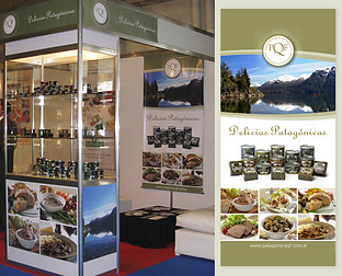  PQF, Patagonia Quality Foods: diseño de isologotipo, packaging, folletos, stand, tarjetas de Navidad y web.