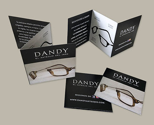  Dandy, el anteojo del imán: diseño de logotipo, folletos, avisos, afiches, POP, vidrieras, redes sociales y packaging.