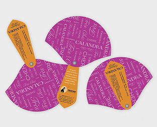  Calandra: Diseño de papelería, invitaciones para eventos, etiquetas, packaging y vidrieras.