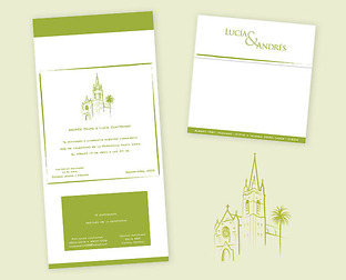  Diseño de invitación con ilustración para casamiento.