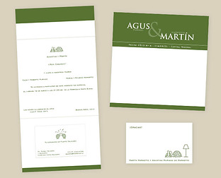  Diseño de invitación y tarjeta de agradecimiento para casamiento.