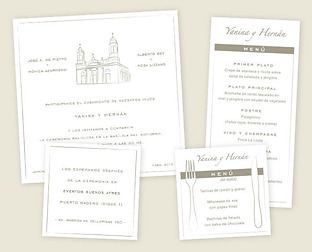  Diseño de invitación y menú para casamiento.