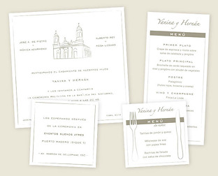  Diseño de invitación y menú para casamiento.