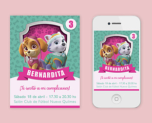  Diseños para cumpleaños de 3: invitación impresa y digital, banderín, fotos para cuadritos, bolsitas y cartel de bienvenida.