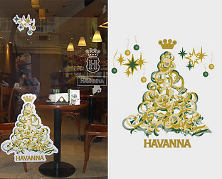 Havanna: diseño de packaging (caja + flow packs) presentado para mercado Brasilero y diseño de imágenes para vidrieras Navideñas.