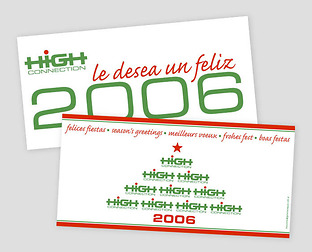  High Connection: diseño de folleto institucional, flyers y tarjetas de Navidad.