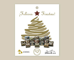  Exdel / PQF: diseño de isologotipo, packaging, folletos, stands, tarjetas de Navidad y web.