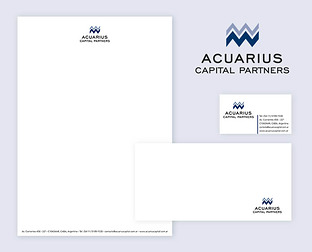  Acuarius, Capital Partners: diseño de isologotipo y papelería.