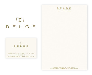  Delgè, fine jewelry and exotic leathers: diseño de isologotipo, papelería, postales, invitación para evento, carteles para local, presentación y web.