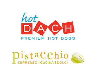  Hot Dach, premium hot dogs: diseño de isologotipo / Pistacchio: diseño de isologotipo y folleto díptico.