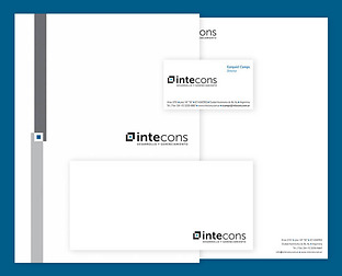  Intecons, desarrollo y gerenciamiento: diseño de papelería, vinilos, carteles para obras, carpeta técnica y presentación.