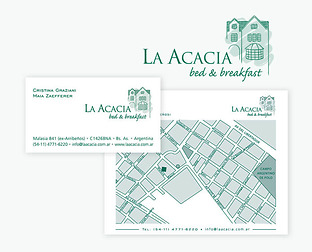  La Acacia, bed & breakfast: diseño de isologotipo, papelería, folleto y web.