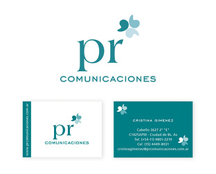  PR Comunicaciones: diseño de isologotipo, tarjetas personales y tarjetas de Navidad.