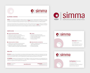  Simma, comunicaciones efectivas: diseño de isologotipo, tarjetas, presentación en pdf e imagen web.