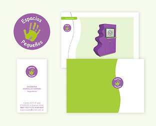  Espacios Pequeños: diseño de isologotipo, papelería, aviso y folleto.