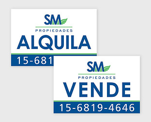  SM Propiedades: diseño de isologotipo, tarjetas y carteles.