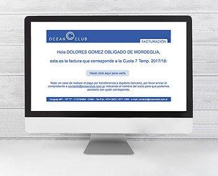  Ocean Club: envio de factura electrónica personalizada para cada socio con un link para descargarla en formato PDF.