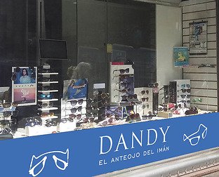  Dandy, el anteojo del imán: diseño de logotipo, folletos, avisos, afiches, POP, vidrieras, redes sociales y packaging.