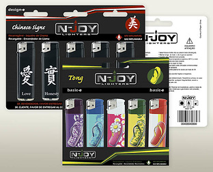  N-Joy Lighters: diseño de isologotipo, papelería y packaging.