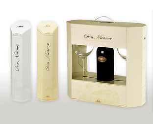  Nieto Senetiner, Vino Don Nicanor Blend y Malbec: diseño de cajas individuales y combo (2 copas + 1 botella).