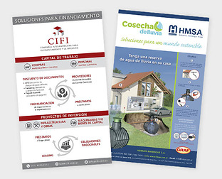  CIFI, Compañía Interamericana para el Financiamiento y la Inversión: diseño de isologotipo, papelería, e-flyer, cartel, vinilo esmerilado y web / - {Cosecha de lluvia: diseño de folleto y cartel.