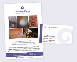  Jezabel Storey: diseño de tarjetas y flyer.