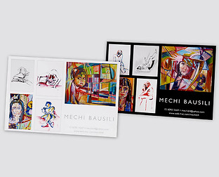  Mechi Bausili, dibujo & pintura: diseño de tarjetones para exposición.