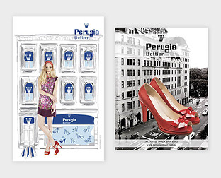  Perugia: diseño de avisos, invitaciones, folletos y vidrieras.