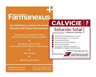 Farmanexus: diseño de volante / New Hair: aviso para diario.
